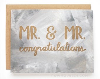 Gay Wedding Card - Mr. & Mr. Congratulations Card - Gay Engagement Card