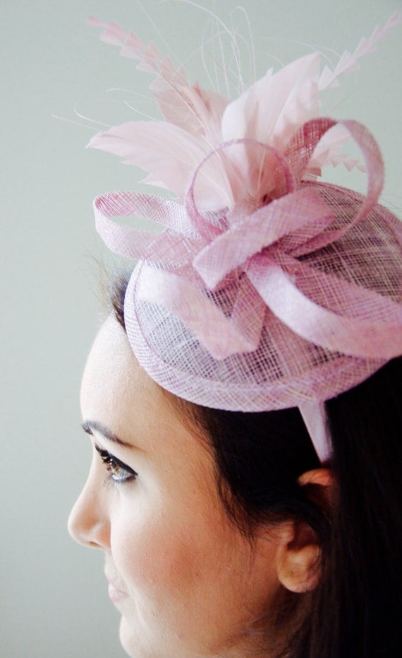 Blush Pink Mini Fascinator Arianna Mini Blush by PippaAndPearl