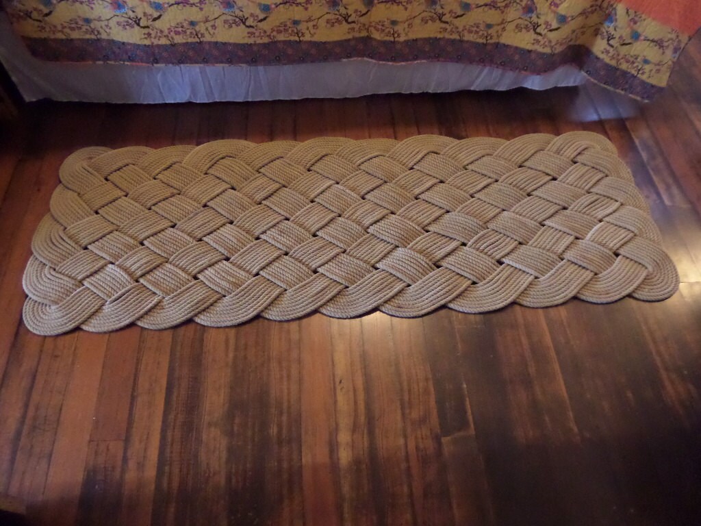 72 x 24 Large Soft Runner Rope Rug Nautical Rustic Beach Knotted Tan