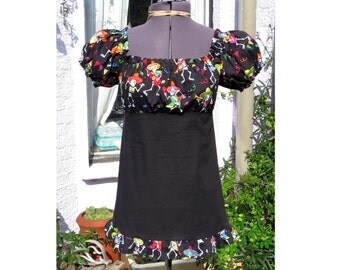 SALE sombrero skeleton top. day of the dead babydoll top. peasant blouse One of a kind
