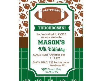 Football Invitation Printable or Printed with FREE SHIPPING - Kick It Collection