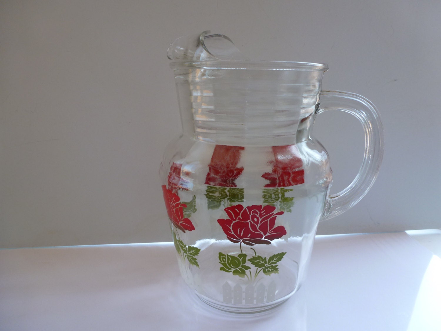 Vintage Glass Water Pitcher Large Glass Water Jug Adorned With 9224