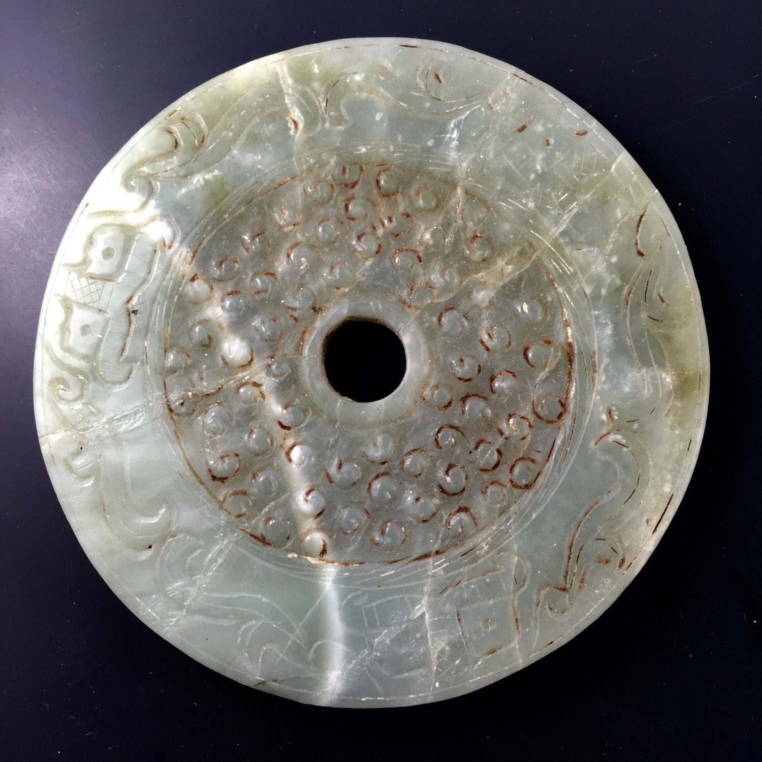 Antique Chinese Jade Bi . Stone disc . China by PartsForYou