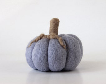 Gray Pumpkin Needle Felted Wool Thanksgiving Fall Felt Autumn Decor Halloween