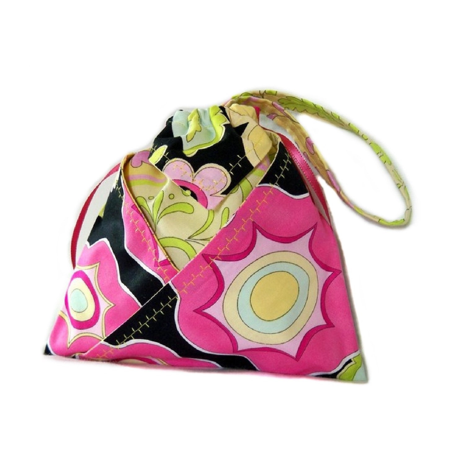 Pink Drawstring Bag Drawstring Purse Makeup Bag Handmade