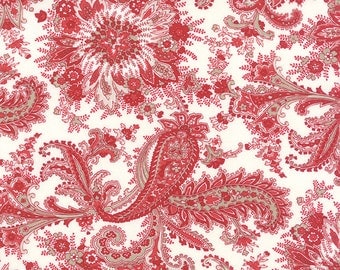 Miss Scarlet by Minick & Simpson - Paisley/Floral - White/Red - Moda 14810 12
