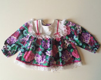 80's Floral & Lace Top (24 months)