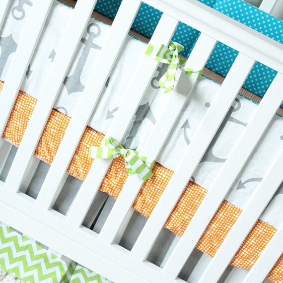 Nautical Crib Bedding Anchor and Whale Baby Bedding Bright