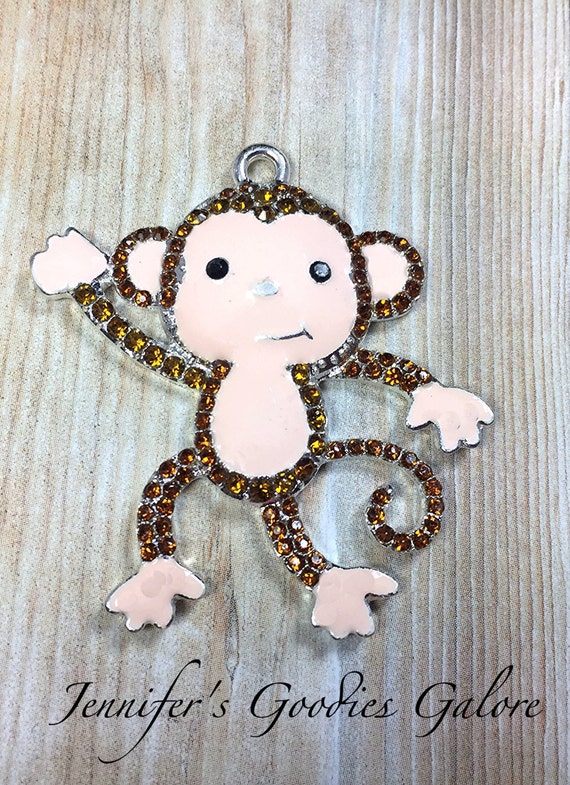 47x45mm Monkey Rhinestone Pendant Zoo Animals Monkey