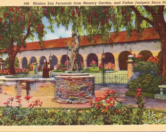 Mission San Fernando, Memory Gardens, Father Junipero Serra Statue - Vintage Postcard - Postcard - Unused (ZZ)
