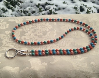 ID Badge Lanyard Swarovski Pearl Gemcolors Beaded Lanyard Necklace ID Badge Holder
