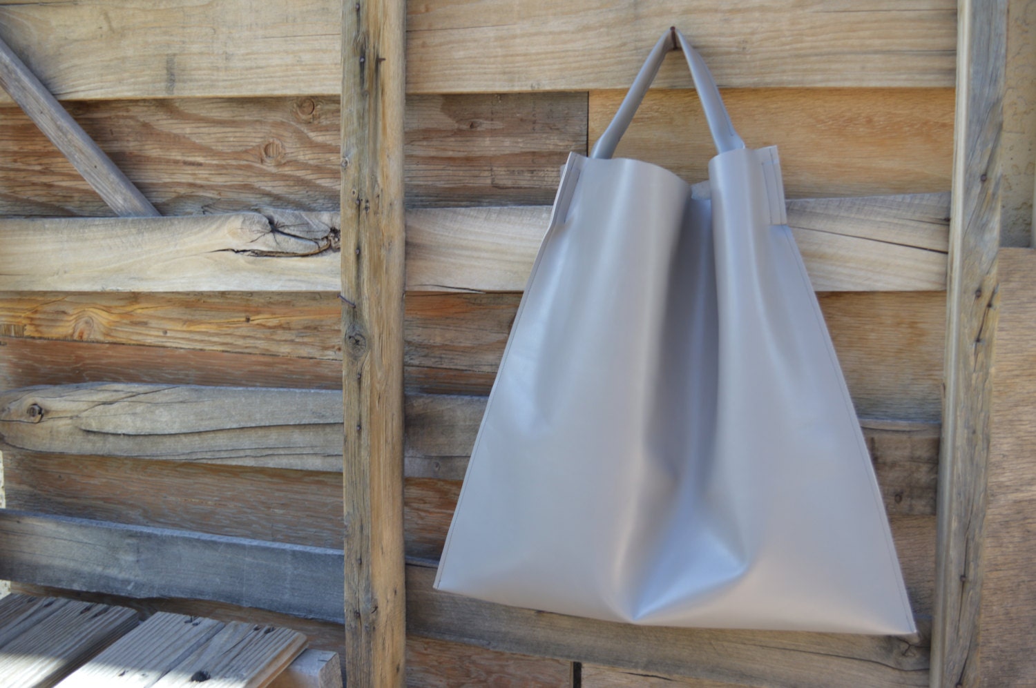 Cyber Monday Sale Large Minimalist Leather Tote in Gray Etsy On Sale