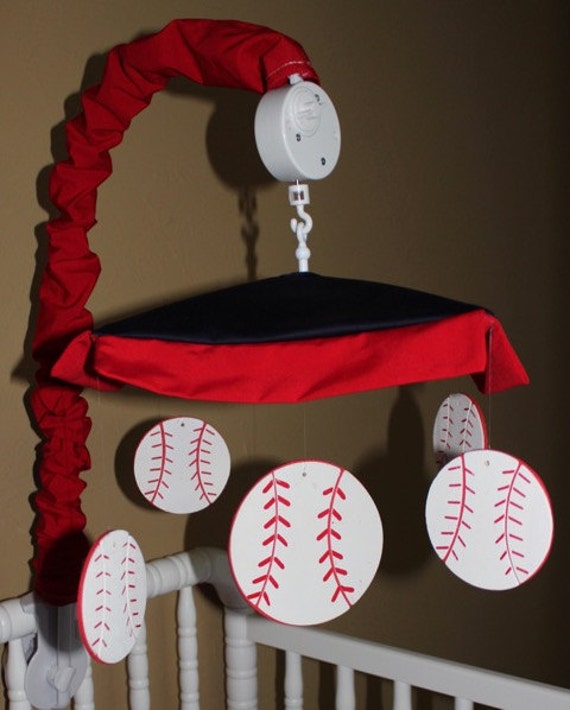 Musical crib mobiles custom made baseball or to coordinate