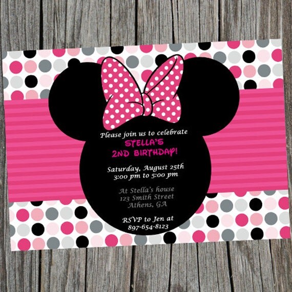 Minnie Mouse Birthday Invitation - Minnie Mouse Party Invite - Disney Invitation - Minnie Mouse - Birthday Invite Il_570xn