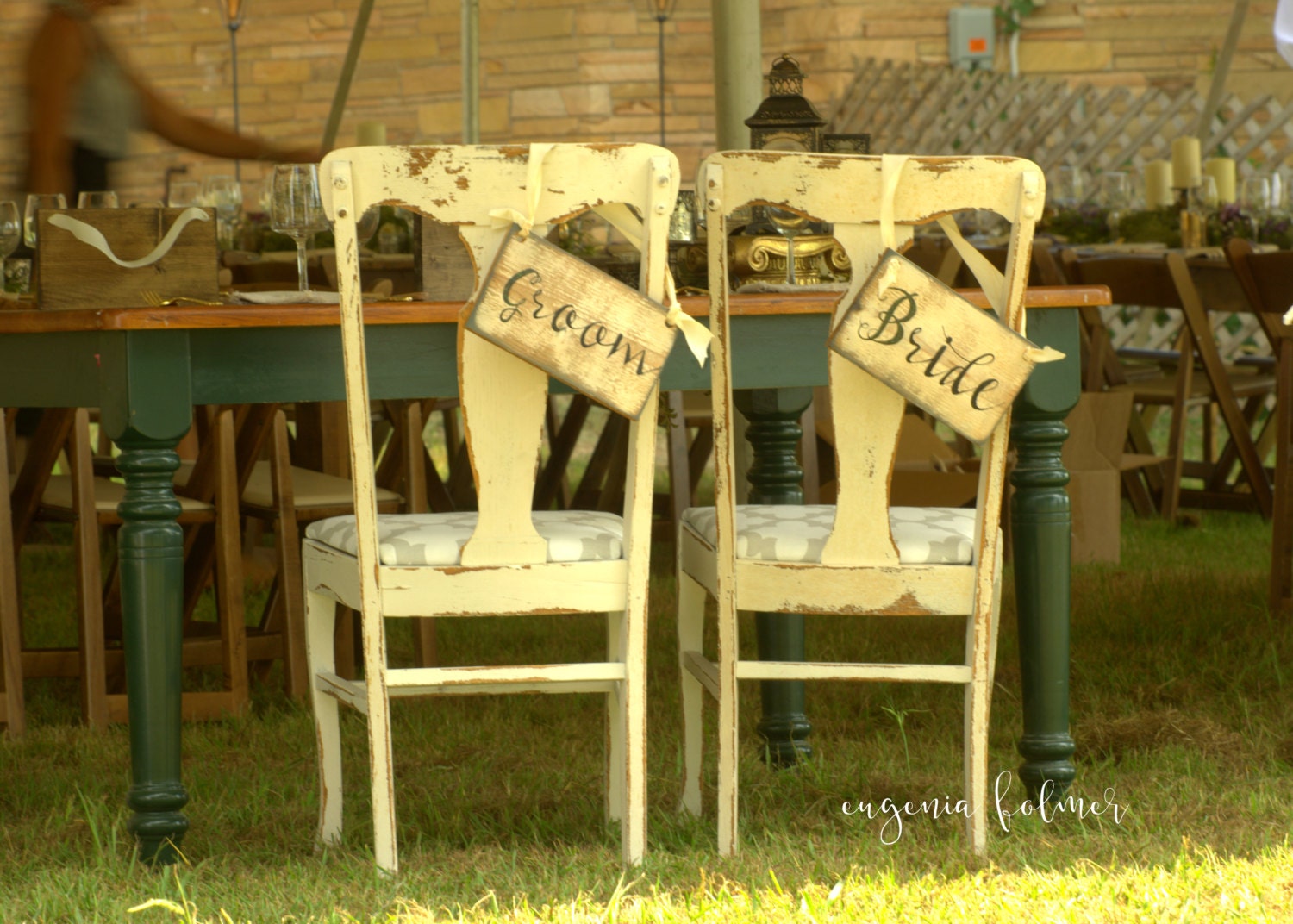 Bride And Groom 10x6 Chair Signs Rustic Wedding Sign Rustic 5269