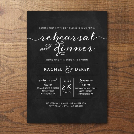 Printable Wedding Rehearsal and Dinner Invitation by birchandriver