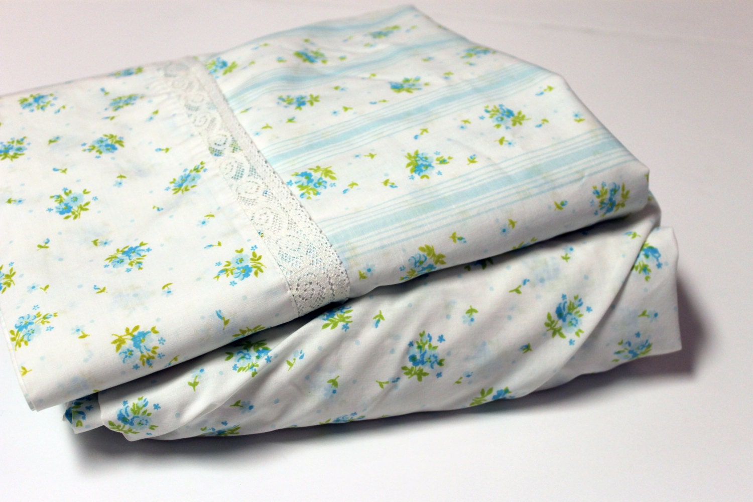 Vintage Blue Floral Bed Sheet SET