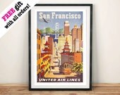 Cartel de San Francisco: Anuncio de viaje de la vendimia, Cuelga de la pared de la impresión del arte