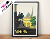 Cartel de viaje de Viena: Vintage Austriaco Anuncio Arte Imprimir Muro Colgando