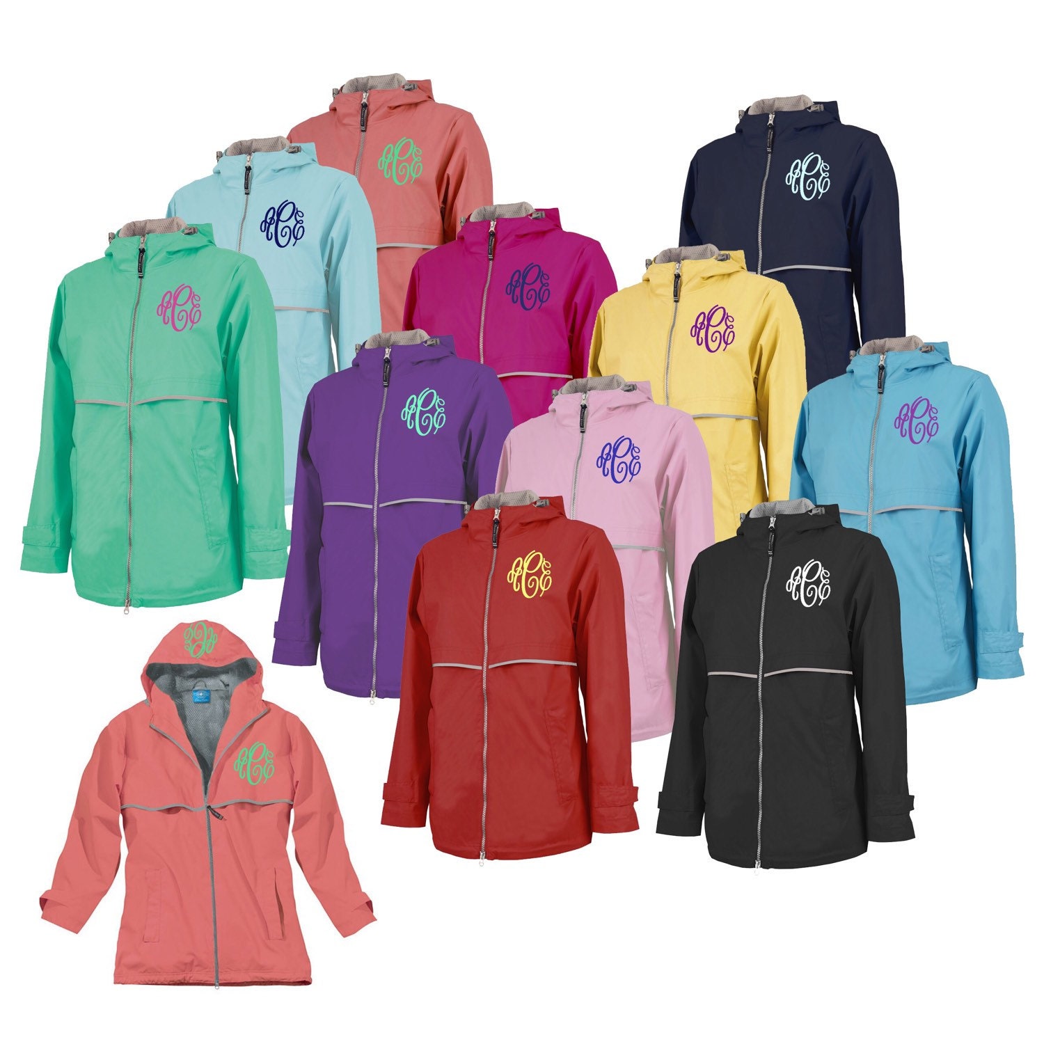Monogrammed Rain Jacket Charles River New Englander Rain Coat