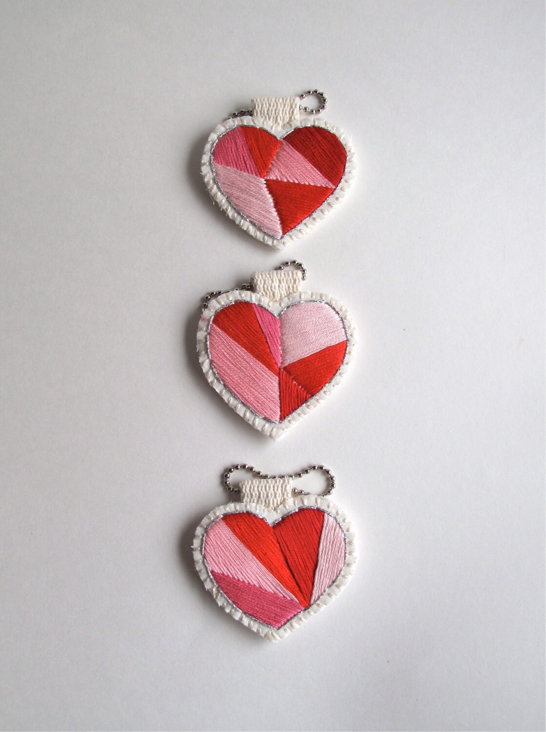 Small heart ornament hand embroidered in by AnAstridEndeavor