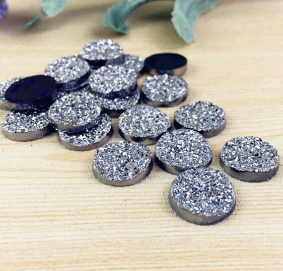 30pcs Wholesale Cabochons 14mm Round Resin Druzy Cabochon