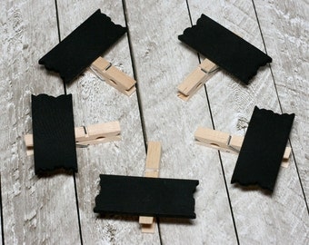 Mini Chalkboard Clothespin Signs, Set of 5