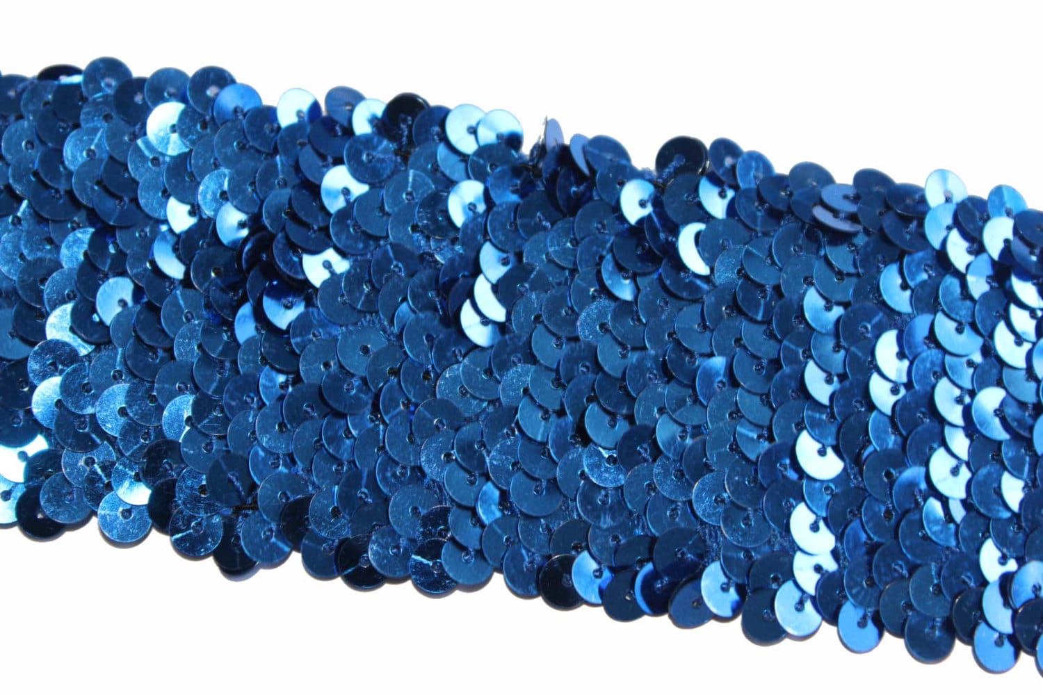 2 YARDS Blue Navy Glitter Sequins Rubber Stretch Ribbon Trim