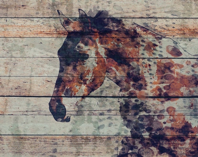 Fire Horse 2. Extra Large Horse, Unique Horse Wall Decor, Brown Rustic Horse, Large Contemporary Canvas Art Print up to 72" by Irena Orlov