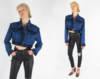 SALE % MOSCHINO Cropped Jeans Jacket