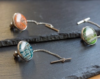 Tie tack - modern circuit board tie tack - fathers day gift - gift for him