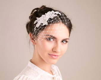Mini Birdcage Veil with Pearls - EMILY main image 0