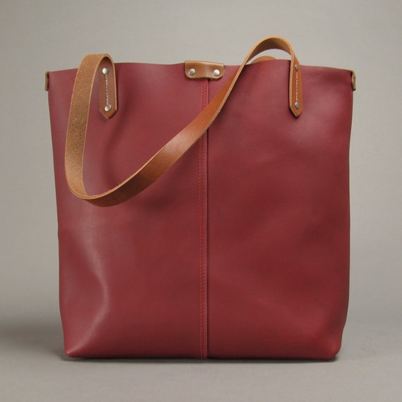 red tote leather