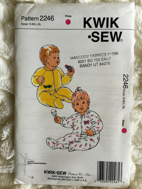 Kwik Sew Baby Sleeper Sewing Pattern 1338 Size s m l xl UC FF Uncut
