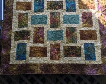 Homemade quilt, Batik quilt, Bear quilt, Blanket and throws