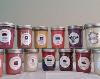 Five Soy Candles in Mason Jar, Homemade Candles / Soy Candles / Handmade Candles / Candles