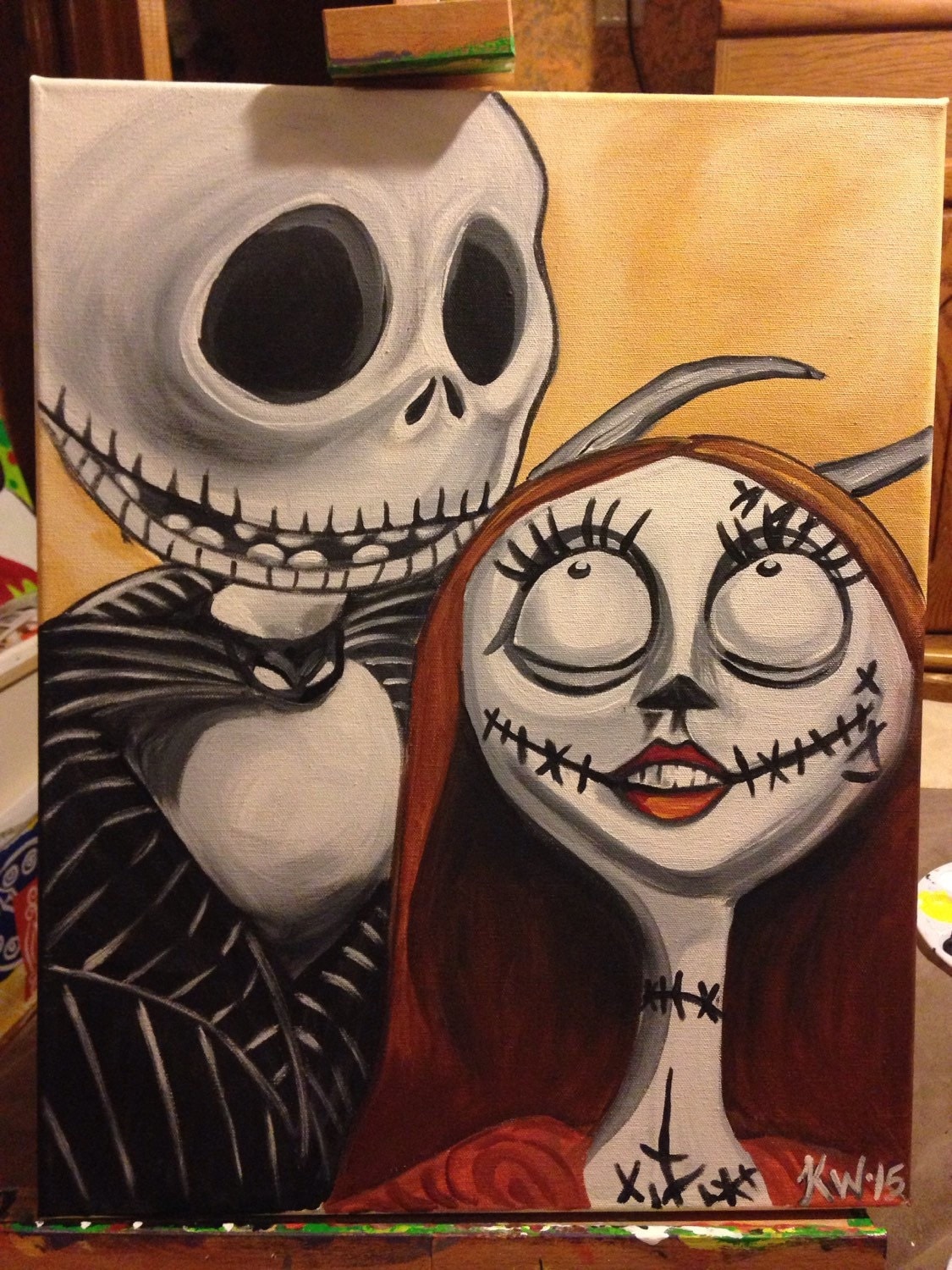 Jack and Sally Original Acrylic Painting 16x20