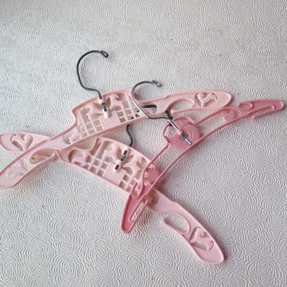 Children's Hangers Three Vintage Pink 1950s 60s Girl's