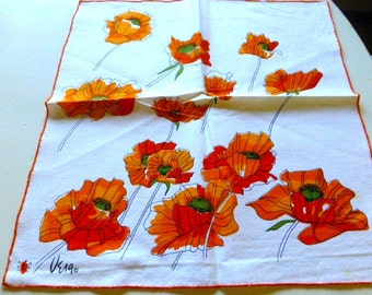 Vintage Vera Neumann Napkins Set of 4 Orange Poppy Design