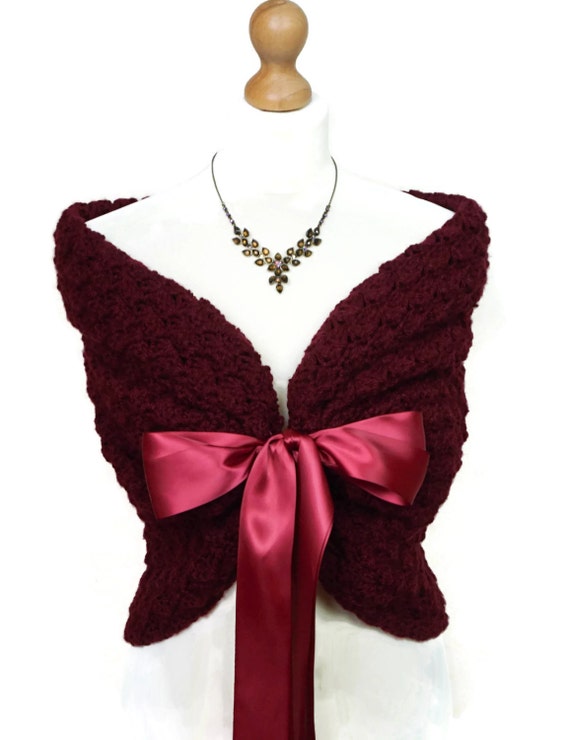 Burgundy Shrug Wedding Bolero Jacket Bridesmaid Cover Up
