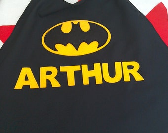 Personalised Batman cape with name for children. Costume, fancy dress, Halloween, superhero cape. Great birthday present for girls or boys.