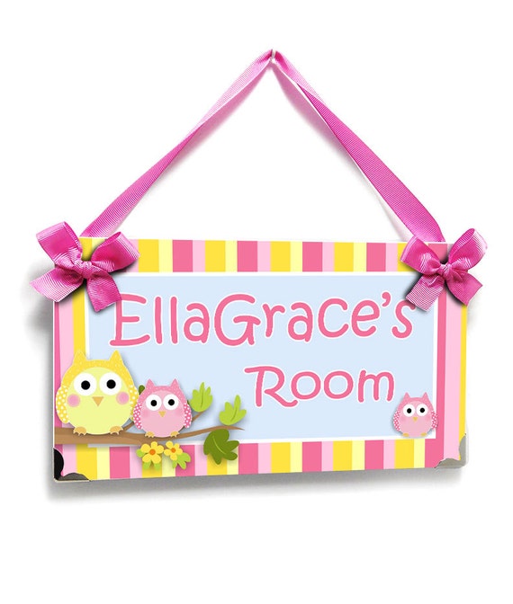 owls nursery door sign baby girl bedroom decor baby name