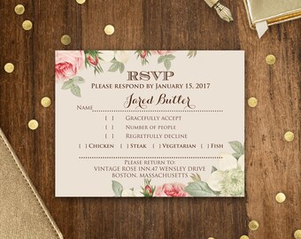 Printable RSVP Card EDITABLE Instant Download Digital Retro