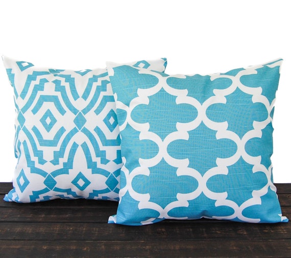 Items similar to Throw Pillows, Cushion Covers, Pillow Shams coastal light blue and white throw ...