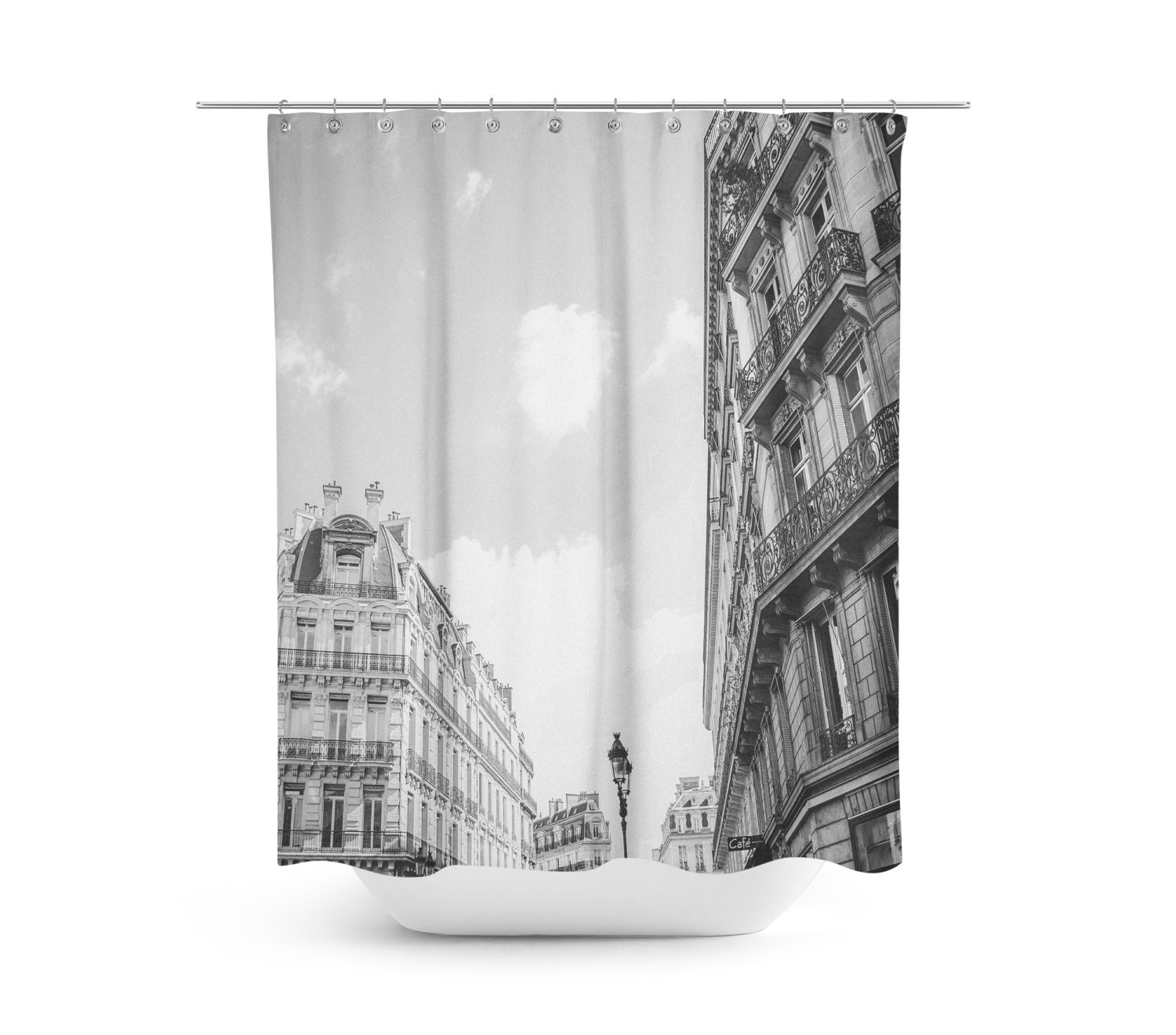 Paris shower curtain Paris themed shower curtain Black and