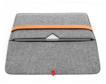 13''Laptop Sleeve Macbook Case Tablet Sleeve with Italian Thick Leather Strap for Pro 13" Macbook TopHome Design Christmas Gift