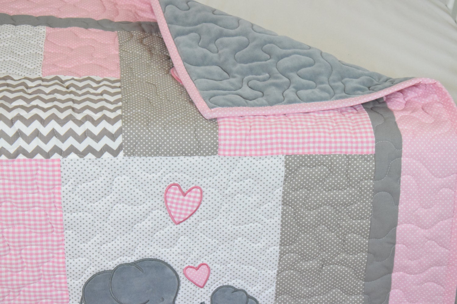 Pachy the Elephant Baby Crib Quilt blue by AlphabetMonkey ...