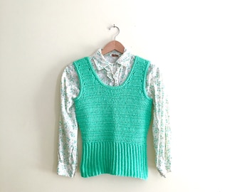Green sweater vest | Etsy