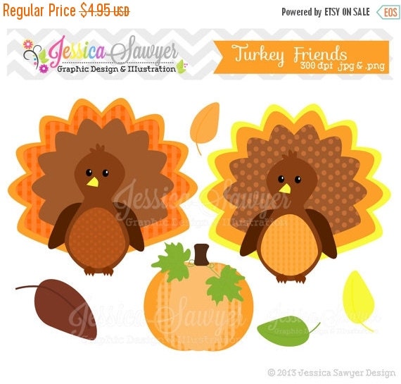 80% OFF - INSTANT DOWNLOAD, turkey friends clipart, thanksgiving clip art, for commercial use, card making, digital scrapbooking Il_570xn