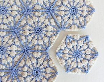 Crochet blanket pattern, the asanoha hexagon, crochet afghan patterns. granny square pattern. Crochet motif, crochet afghan block.